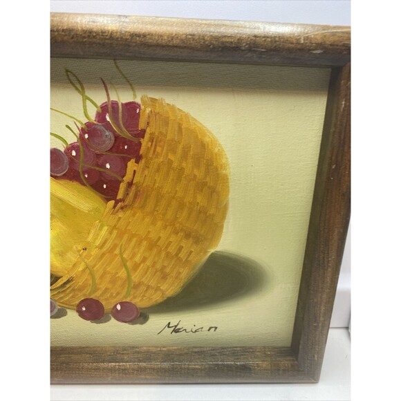 Marian? Still Life Basket Of Fruit Cherries And Orange Oil Painting On Canvas - Picture 3 of 9